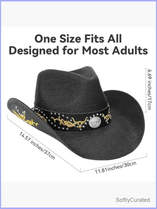 Straw Cowboy Hat Wide Brim Shapeable Adjustable Unisex Western Sun Protection main image 7